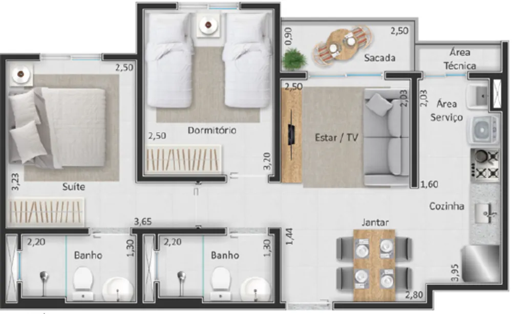Apartamento, 2 quartos, 52 m² - Foto 4