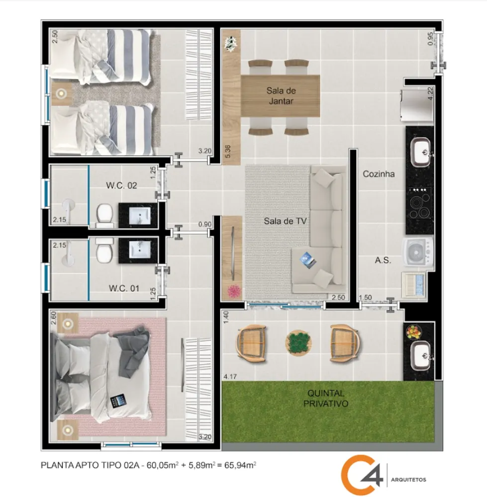Apartamento, 2 quartos, 60 m² - Foto 2