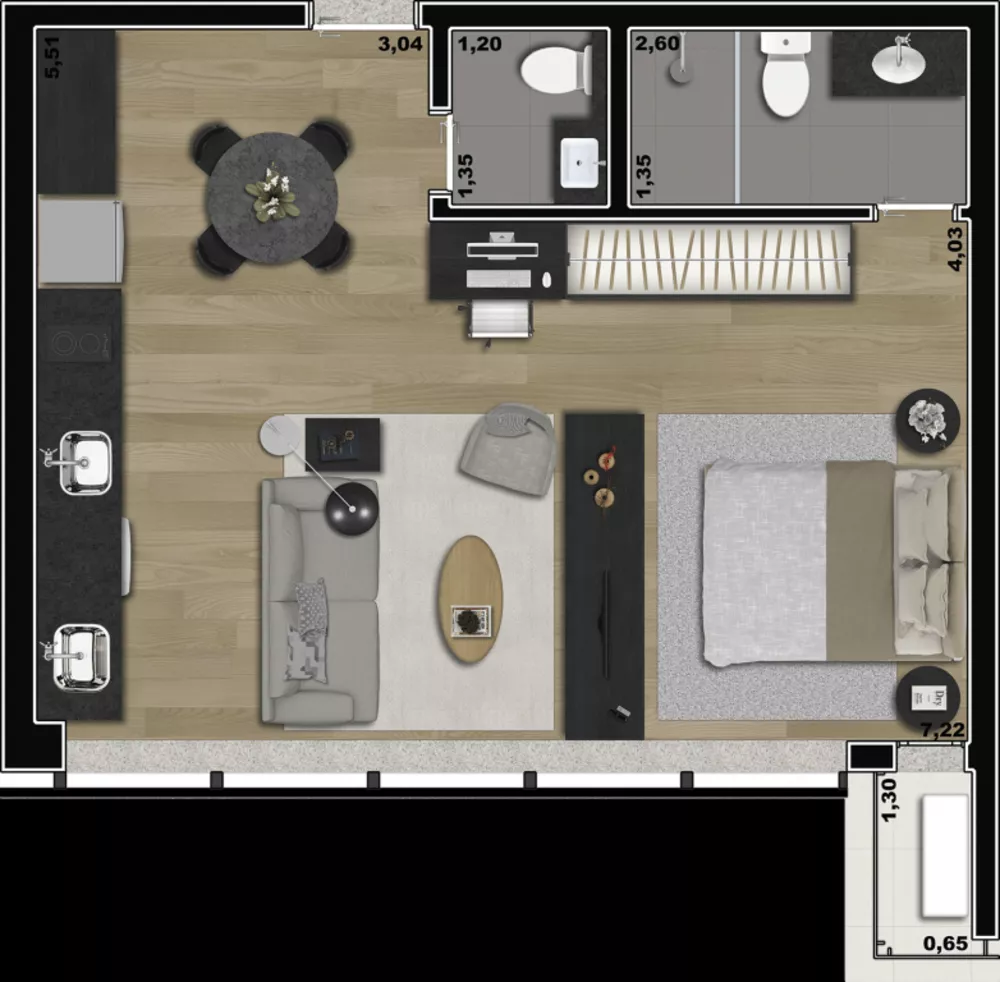 Apartamento à venda com 1 quarto, 47m² - Foto 8