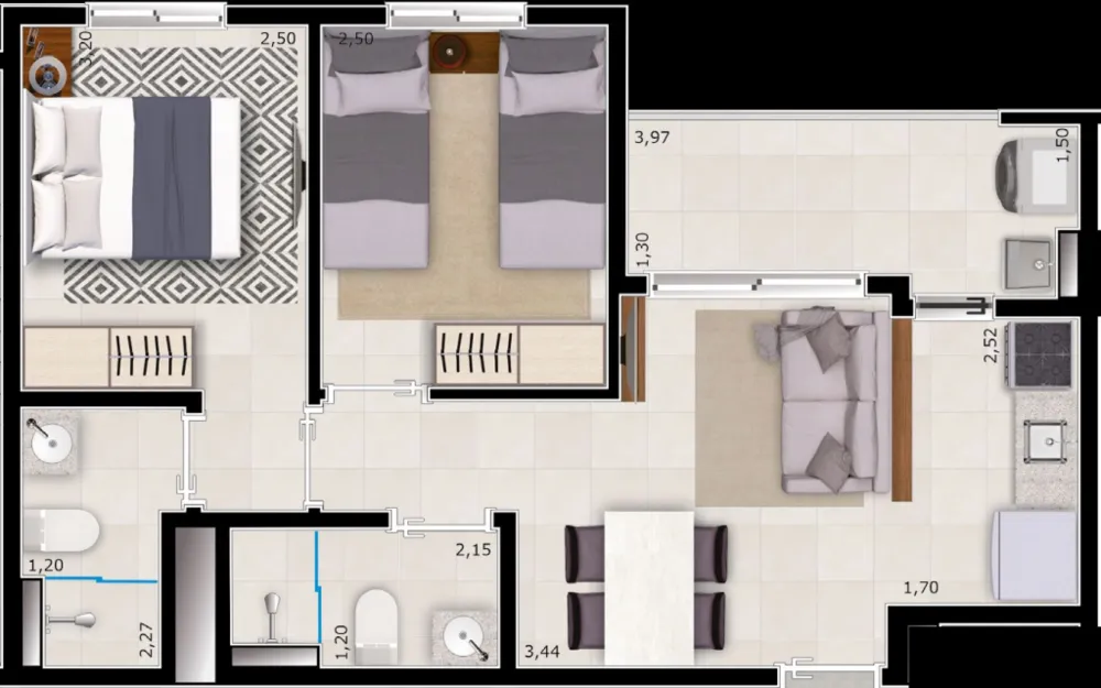Apartamento, 2 quartos, 53 m² - Foto 1