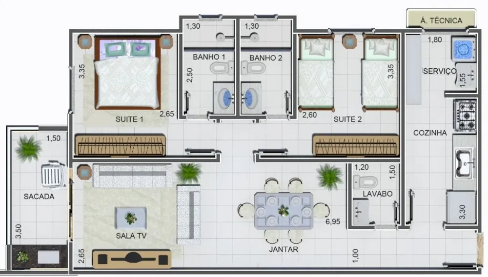 Apartamento, 2 quartos, 67 m² - Foto 2