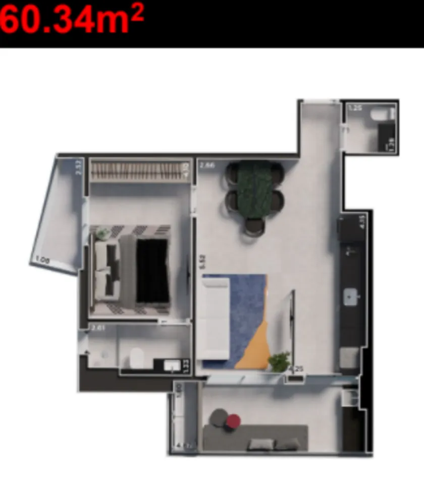 Apartamento, 1 quarto, 60 m² - Foto 2
