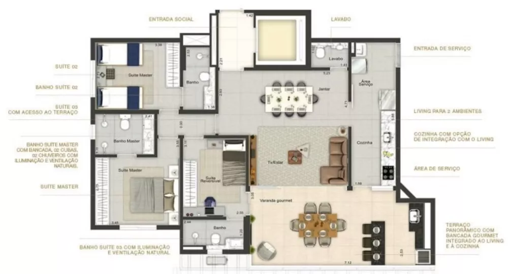 Apartamento à venda com 3 quartos, 111m² - Foto 3