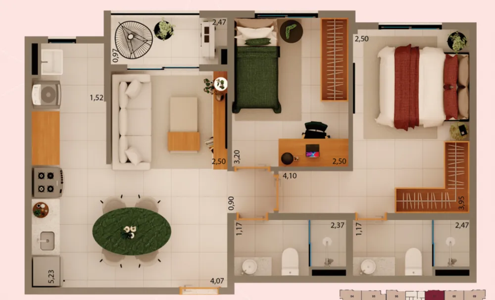 Apartamento, 2 quartos, 56 m² - Foto 9