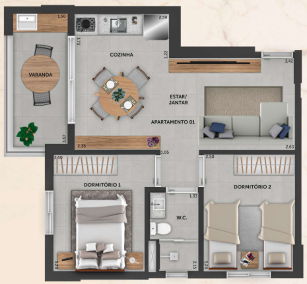 Apartamento à venda com 2 quartos, 51m² - Foto 4