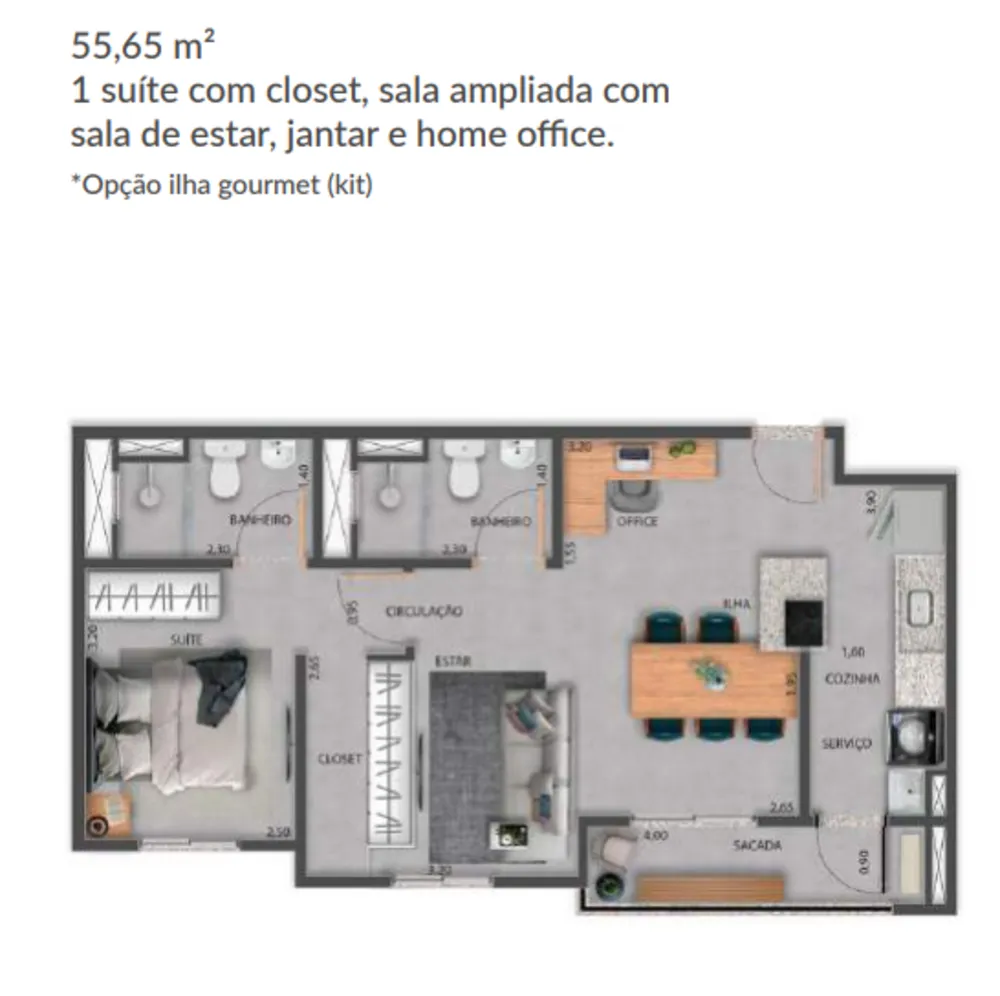 Apartamento, 2 quartos, 55 m² - Foto 1