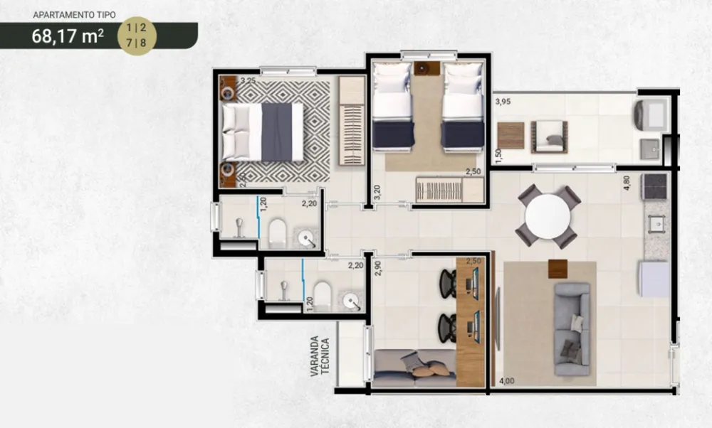 Apartamento, 3 quartos, 68 m² - Foto 6