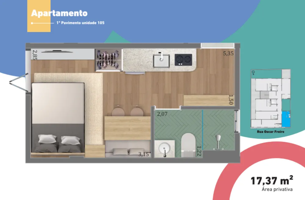 Apartamento, 1 quarto, 17 m² - Foto 1