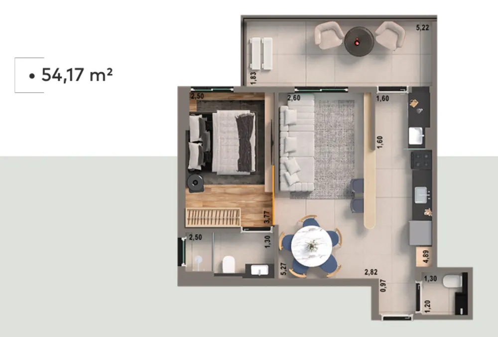 Apartamento, 1 quarto, 53 m² - Foto 2