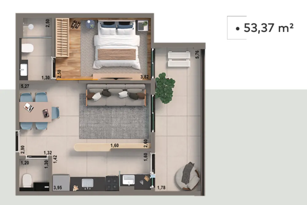 Apartamento, 1 quarto, 53 m² - Foto 3