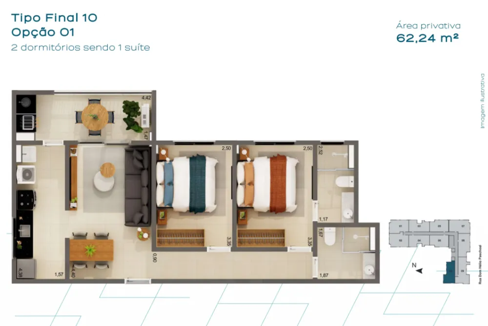 Apartamento, 2 quartos, 62 m² - Foto 1