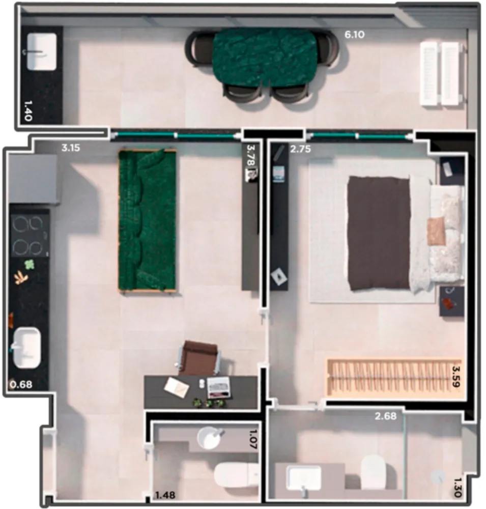 Apartamento, 1 quarto, 45 m² - Foto 15