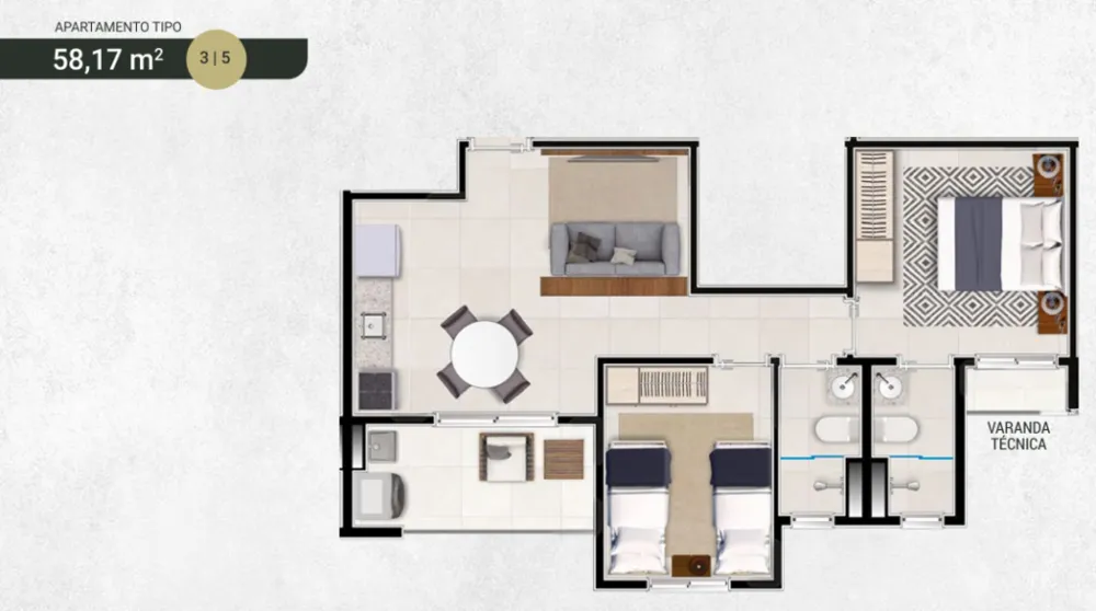 Apartamento, 2 quartos, 56 m² - Foto 6