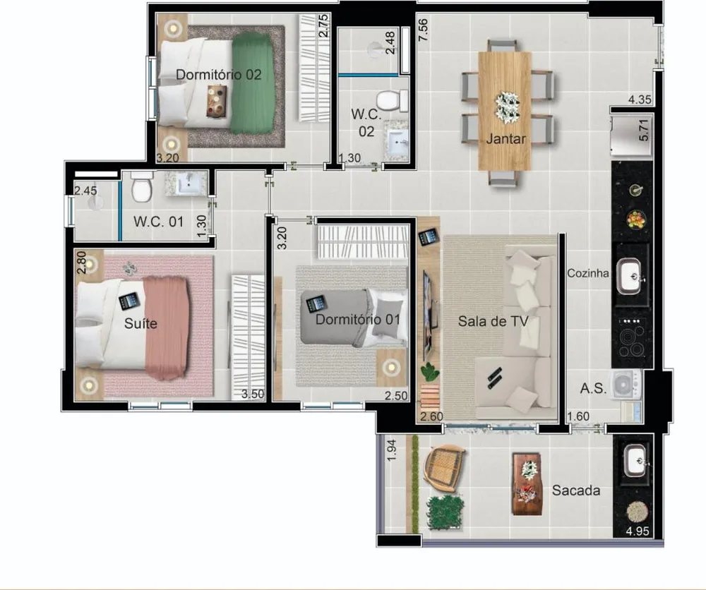 Apartamento, 2 quartos, 90 m² - Foto 3