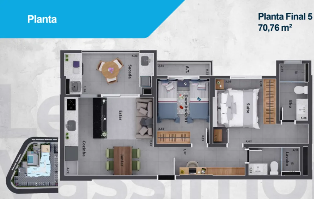 Apartamento, 2 quartos, 69 m² - Foto 1