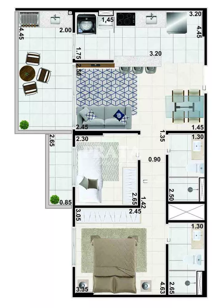 Apartamento à venda com 2 quartos, 66m² - Foto 6