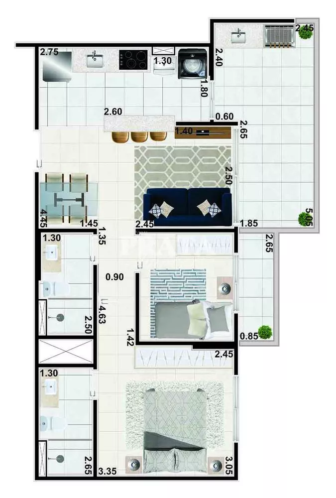 Apartamento à venda com 2 quartos, 66m² - Foto 7