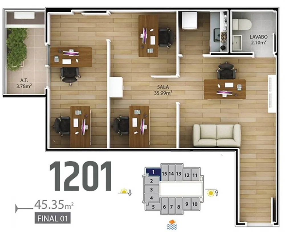 Sala-Conjunto, 36 m² - Foto 2