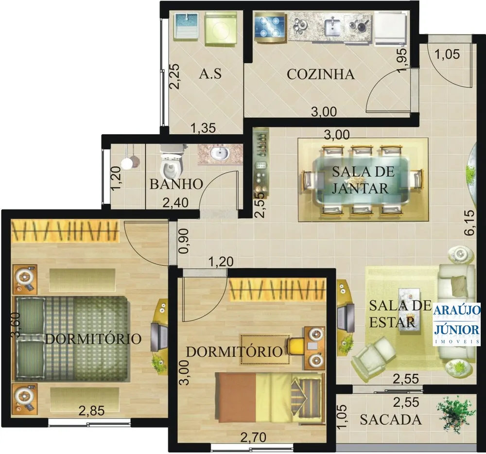Apartamento, 2 quartos, 58 m² - Foto 2