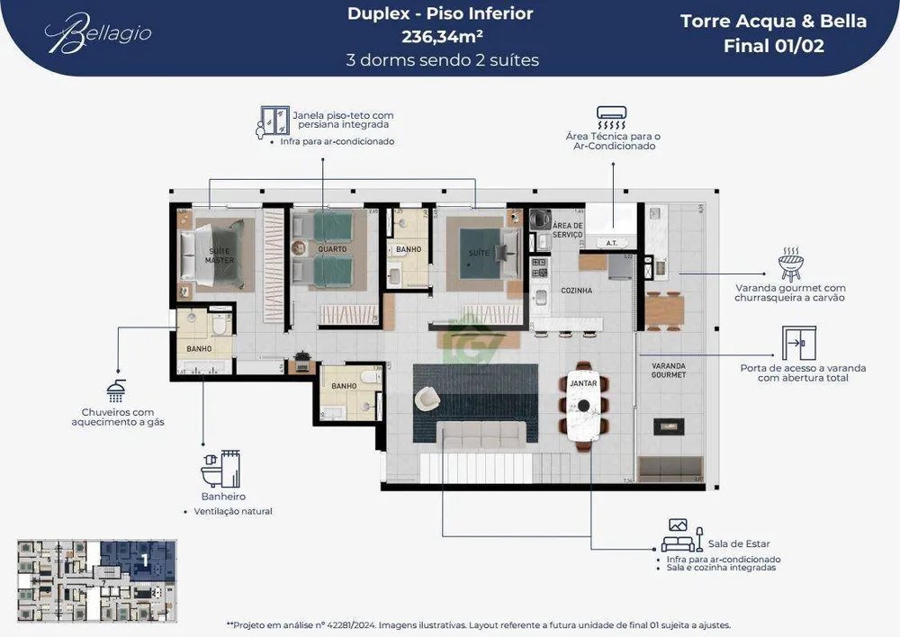 Cobertura, 3 quartos, 236 m² - Foto 1