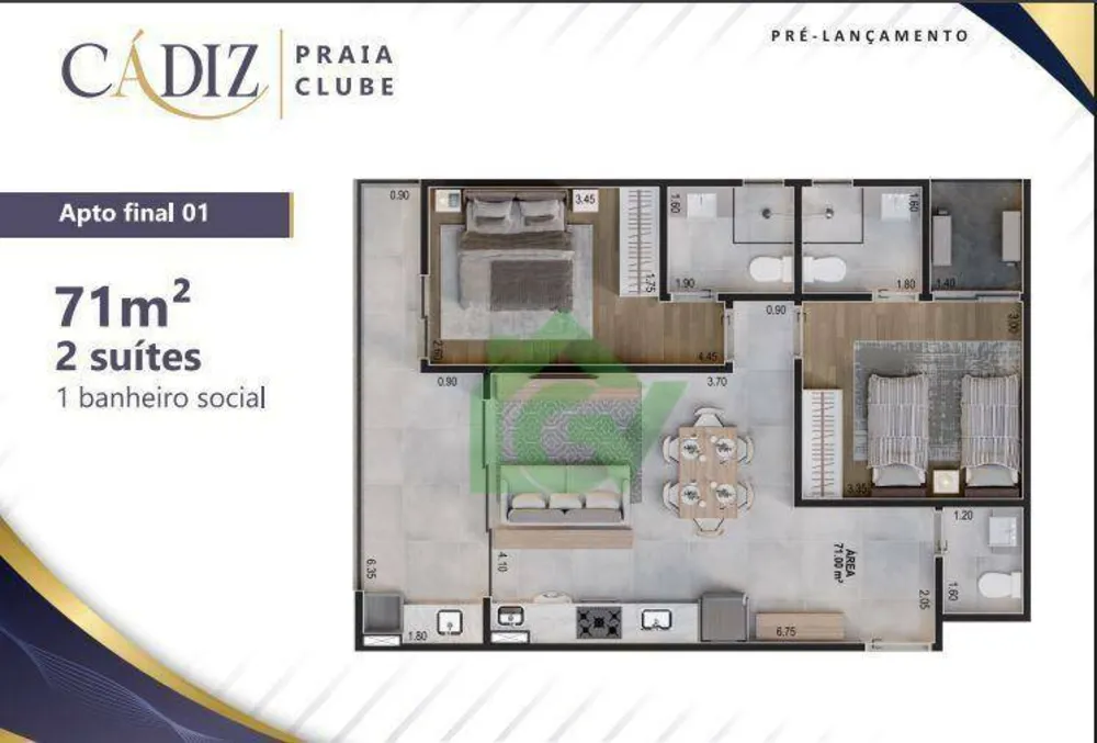Apartamento, 2 quartos, 71 m² - Foto 2