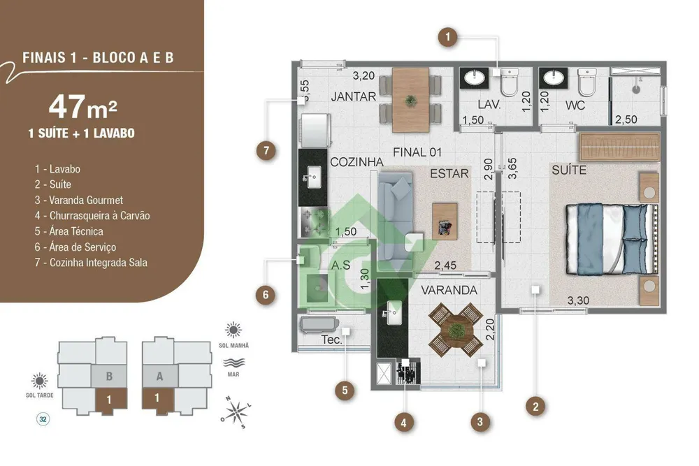 Apartamento, 1 quarto, 47 m² - Foto 2