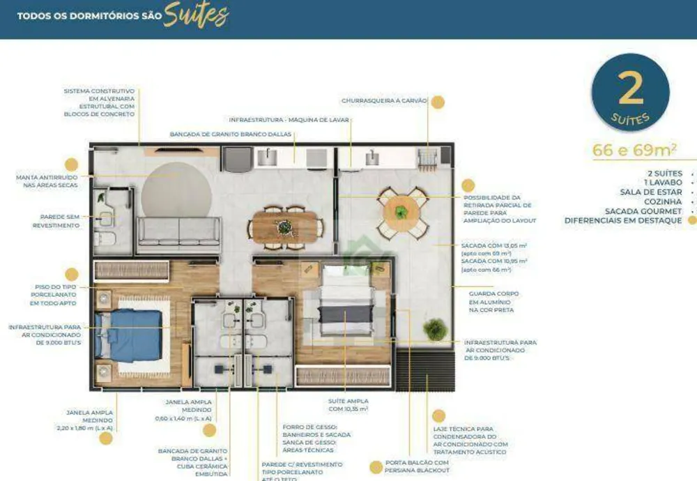 Apartamento, 2 quartos, 66 m² - Foto 4