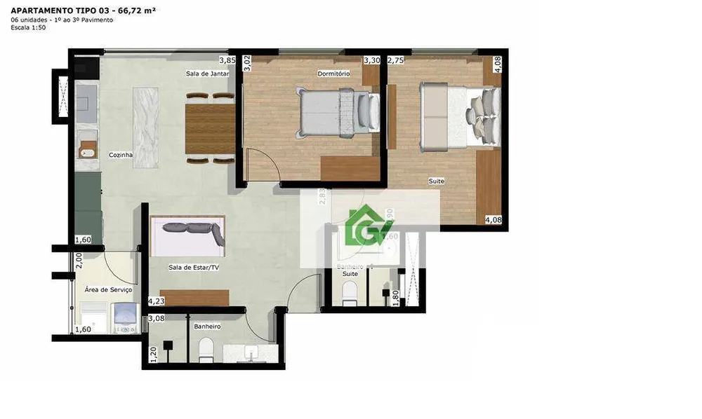Apartamento, 2 quartos, 67 m² - Foto 3