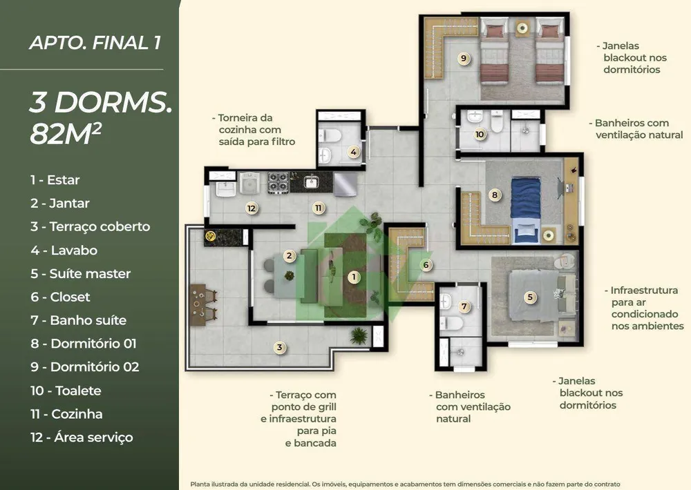 Apartamento, 3 quartos, 82 m² - Foto 1