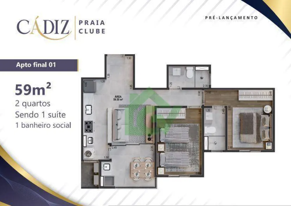 Apartamento, 2 quartos, 61 m² - Foto 3
