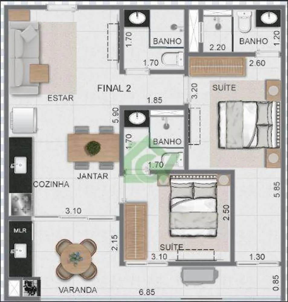 Apartamento, 2 quartos, 67 m² - Foto 6