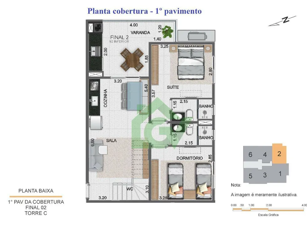 Cobertura, 3 quartos, 131 m² - Foto 1