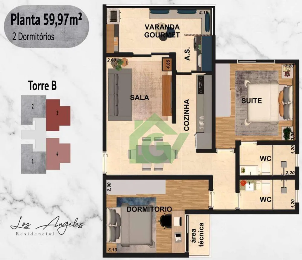 Apartamento, 2 quartos, 59 m² - Foto 6