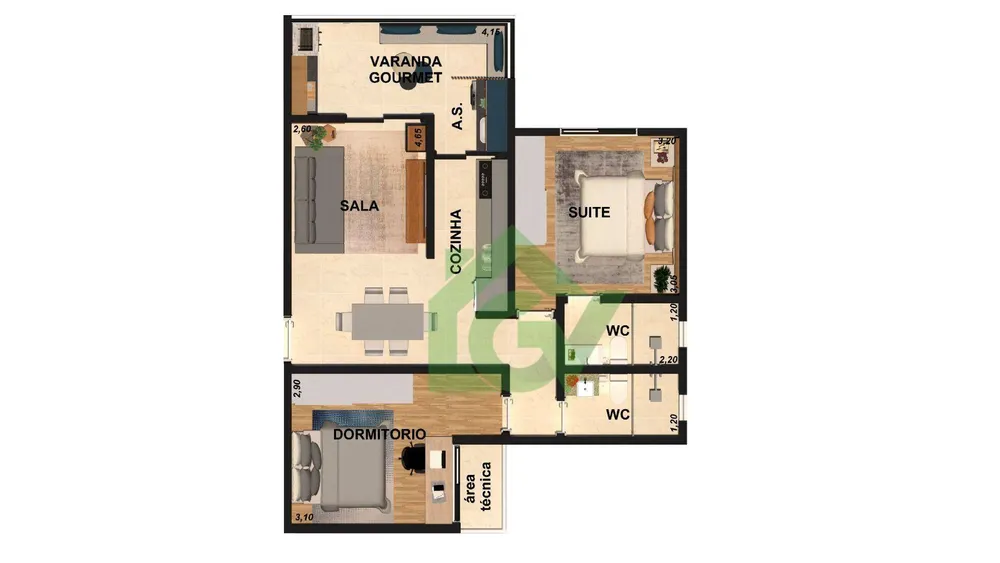 Apartamento, 2 quartos, 59 m² - Foto 7