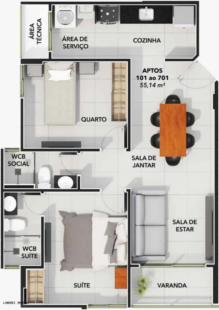 Apartamento, 2 quartos - Foto 2