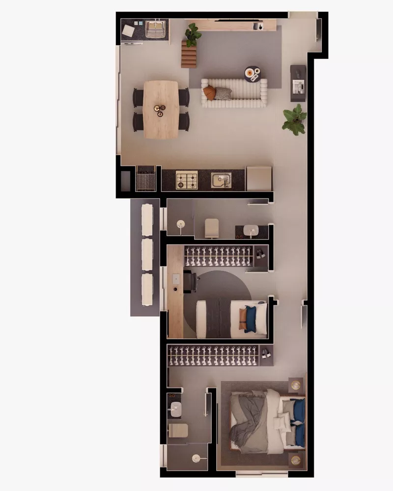 Apartamento, 2 quartos, 57 m² - Foto 2