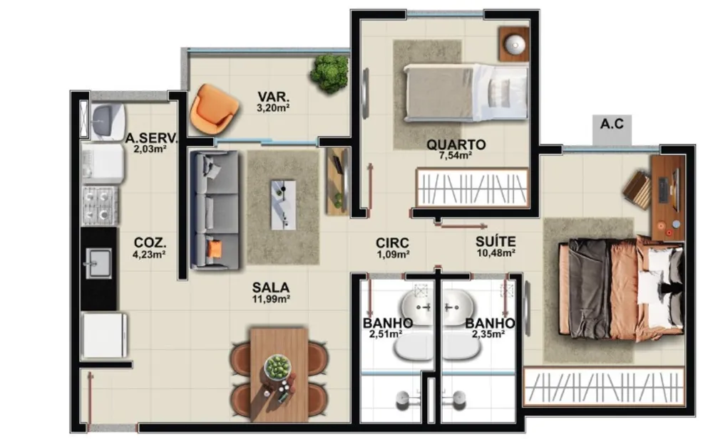 Apartamento, 2 quartos, 52 m² - Foto 11