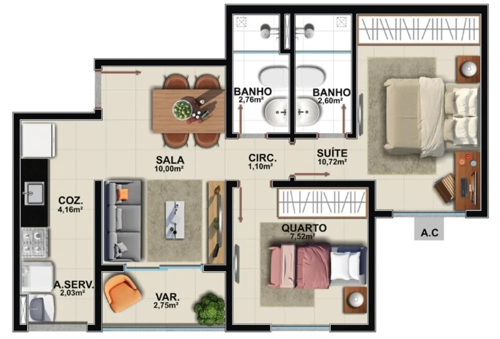 Apartamento, 2 quartos, 52 m² - Foto 10