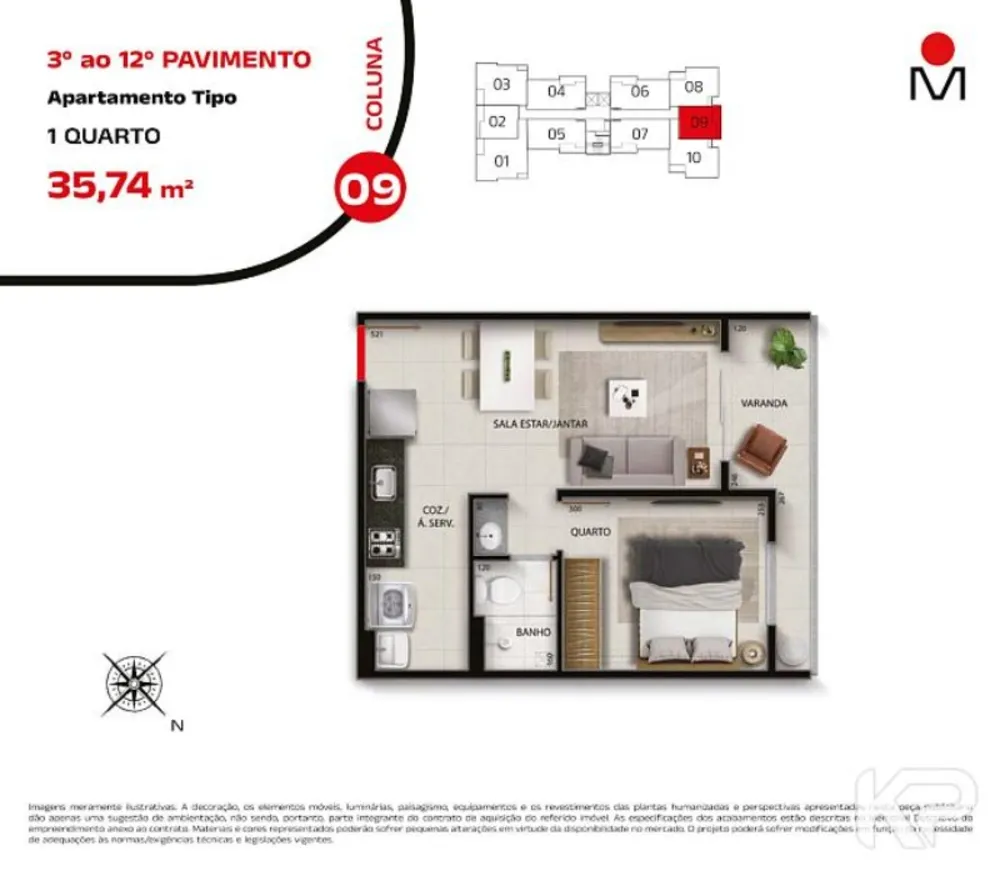 Apartamento, 2 quartos, 52 m² - Foto 2