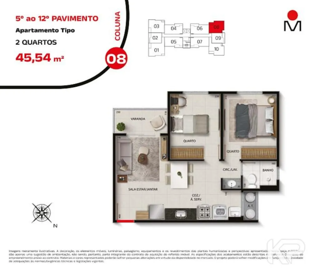 Apartamento, 2 quartos, 52 m² - Foto 1