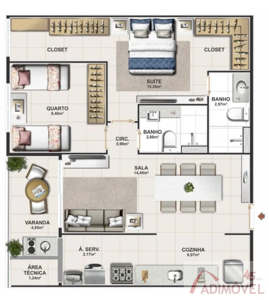 Apartamento, 2 quartos, 67 m² - Foto 12