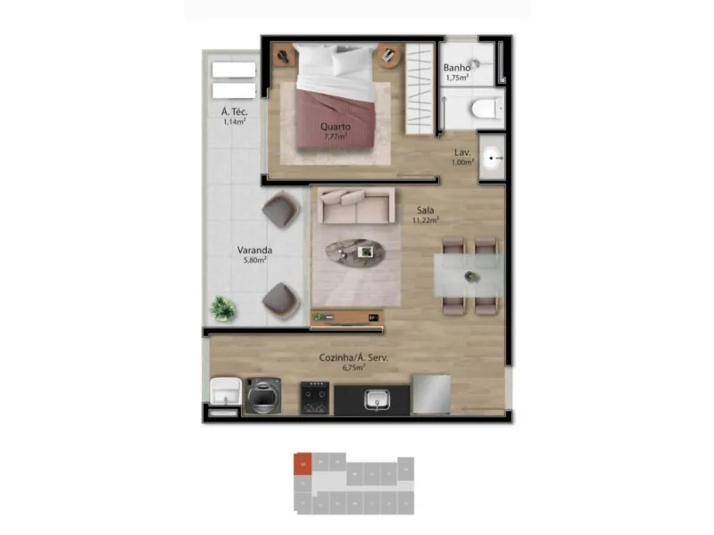 Apartamento, 1 quarto, 32 m² - Foto 12