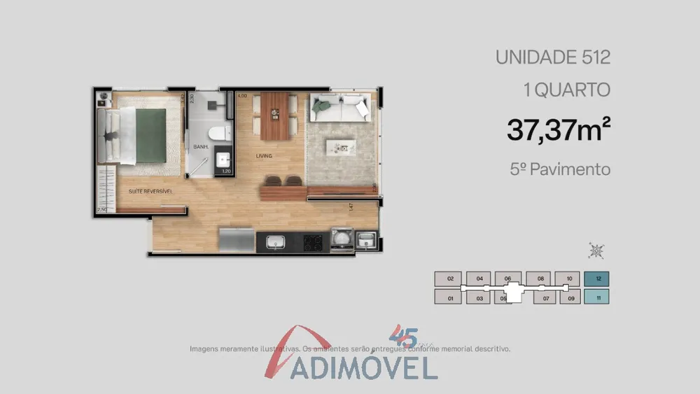 Apartamento, 1 quarto, 23 m² - Foto 9