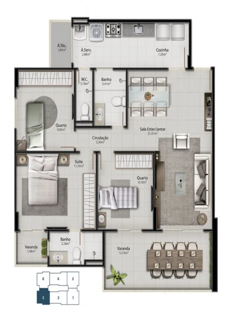 Apartamento, 3 quartos, 98 m² - Foto 12