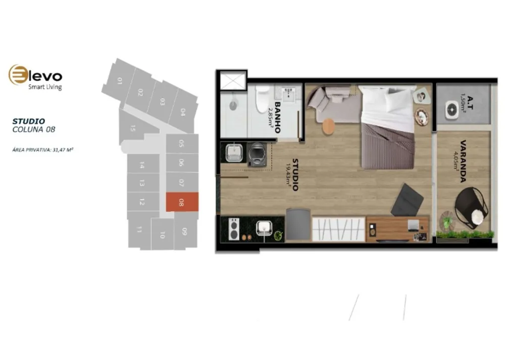 Apartamento, 1 quarto, 31 m² - Foto 11