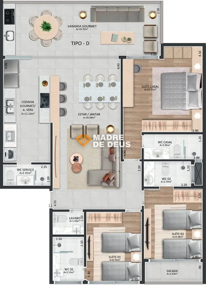Apartamento, 3 quartos, 115 m² - Foto 6