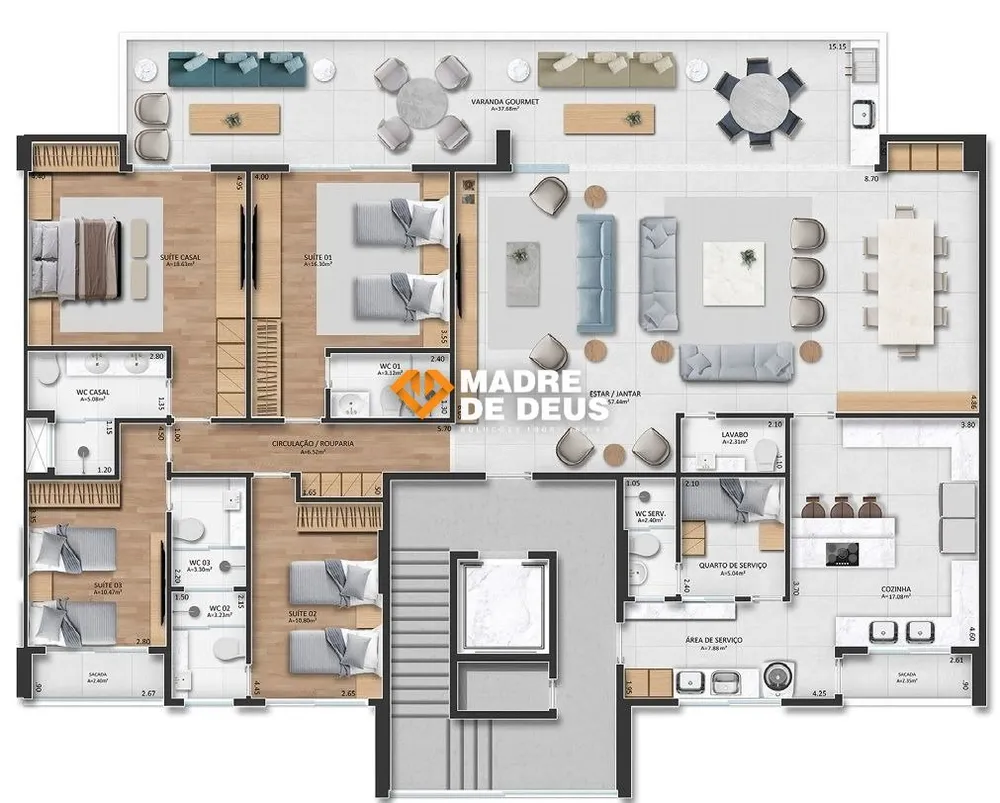 Cobertura, 4 quartos, 233 m² - Foto 3