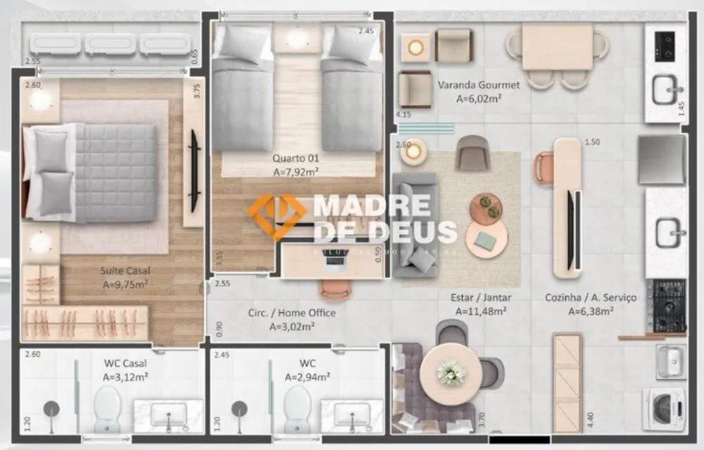 Apartamento, 2 quartos, 59 m² - Foto 7