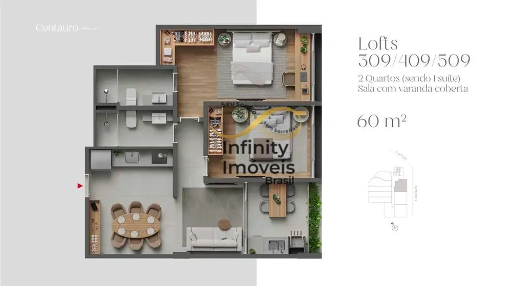 Cobertura, 1 quarto, 68 m² - Foto 3