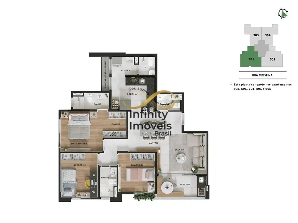 Apartamento, 3 quartos, 93 m² - Foto 2